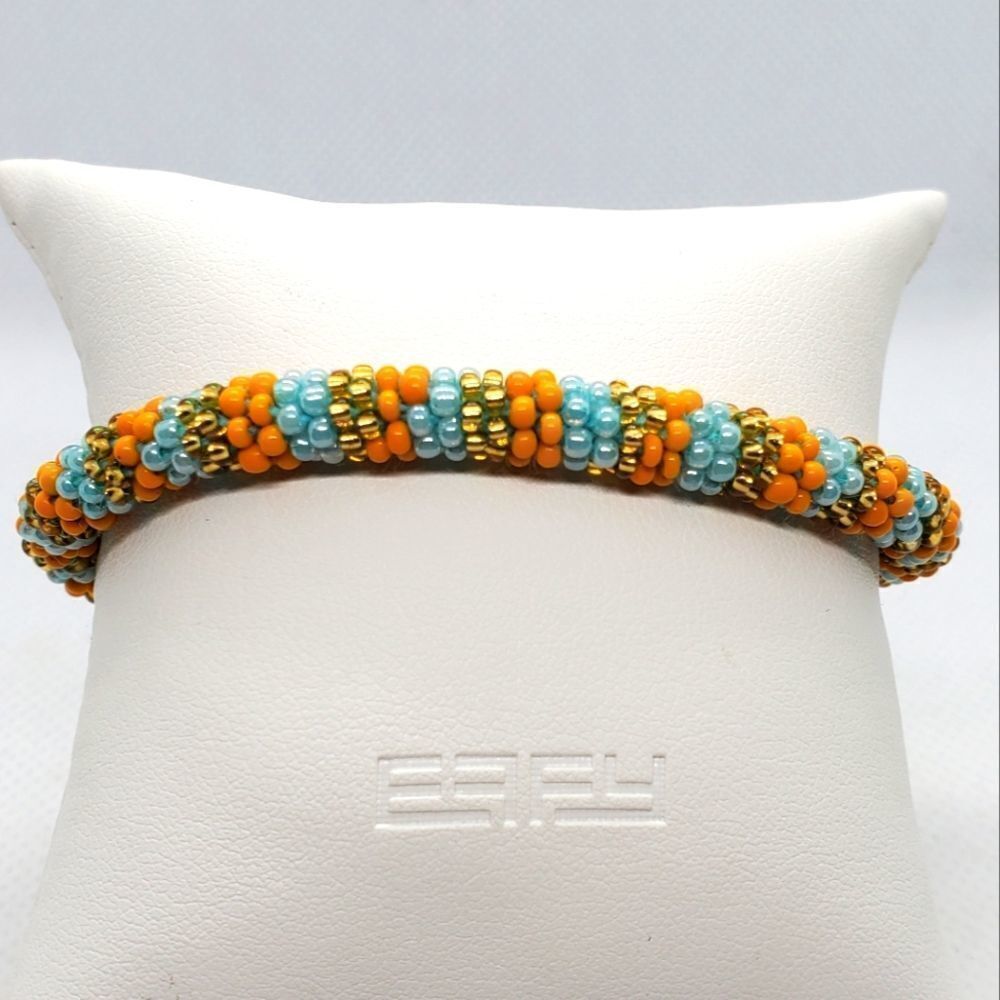 NWT Wings Orange & Blue Beaded Bracelet